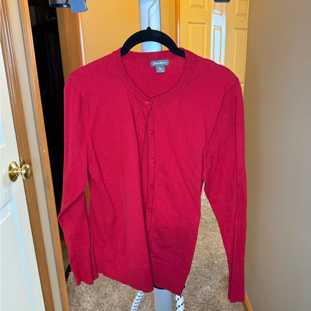 *Eddie Bauer Red Cardigan Sweater - XL